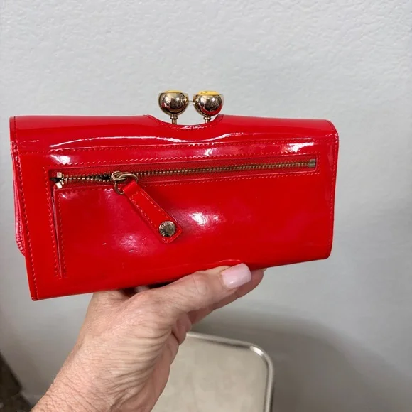 Ted Baker Red Patent Leather Clutch Womens Wallet - Picture 3 of 10
